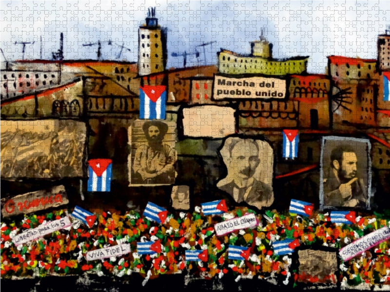 Fidel Castro und die Helden Kubas 1000 Teile Puzzle quer - CALVENDO Foto-Puzzle'