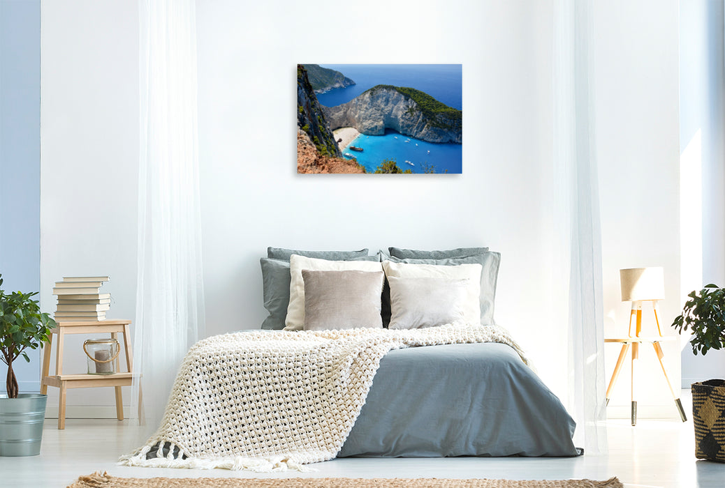 Premium Textil-Leinwand Premium Textil-Leinwand 120 cm x 80 cm quer Navagio Beach Zakynthos