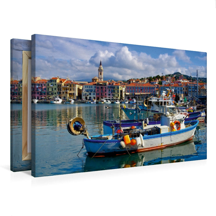 Premium Textil-Leinwand Hafen in Imperia