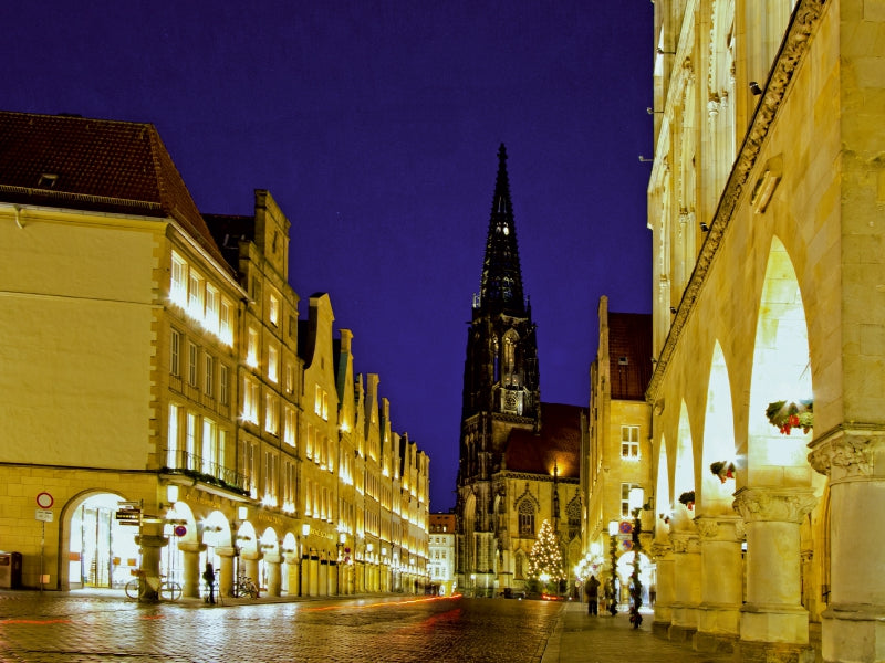 Münster - Der Prinzipalmarkt, im Hintergrund die St. Lamberti-Kirche 1000 Teile Puzzle quer - CALVENDO Foto-Puzzle'