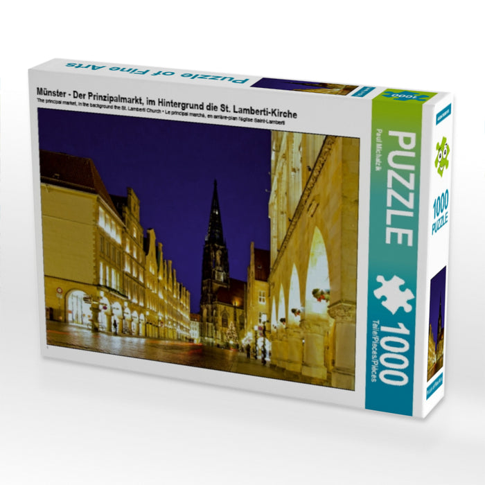 Münster - Der Prinzipalmarkt, im Hintergrund die St. Lamberti-Kirche 1000 Teile Puzzle quer - CALVENDO Foto-Puzzle'