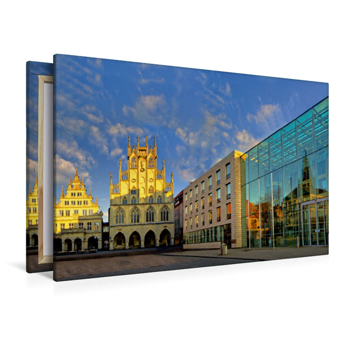 Premium Textil-Leinwand Münster - Das Rathaus