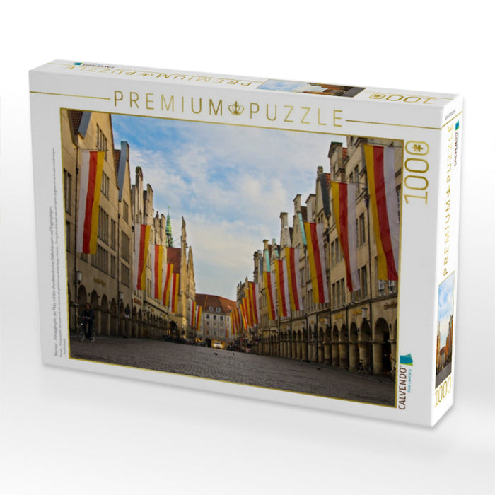 Münster - Prinzipalmarkt, der Platz mit den charakteristischen Giebelhäusern und Bogengängen. - CALVENDO Foto-Puzzle'