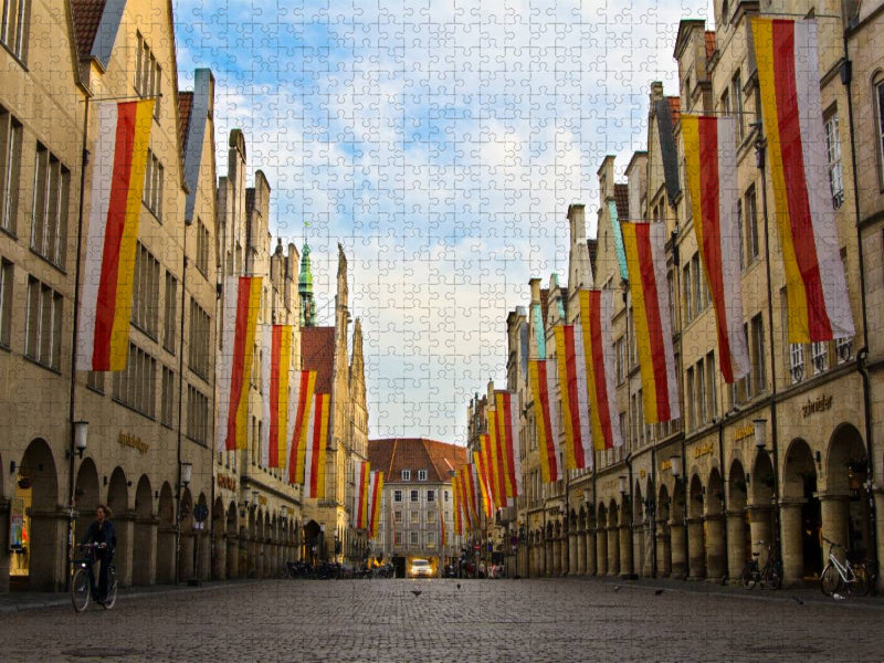 Münster - Prinzipalmarkt, der Platz mit den charakteristischen Giebelhäusern und Bogengängen. - CALVENDO Foto-Puzzle'