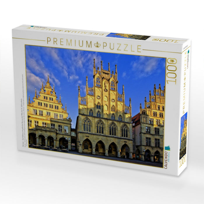Münster - Das Rathaus, ein gotischer Bau aus der Mitte des 14. Jahrhunderts - CALVENDO Foto-Puzzle'