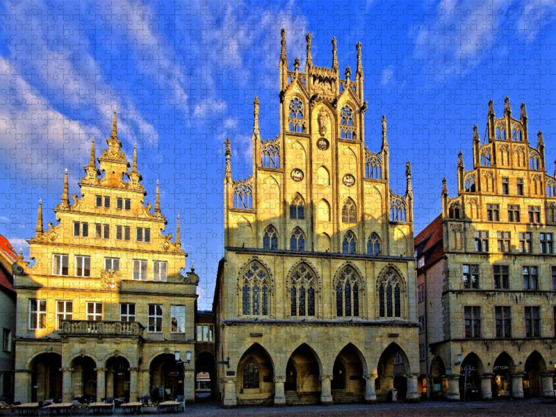 Münster - Das Rathaus, ein gotischer Bau aus der Mitte des 14. Jahrhunderts - CALVENDO Foto-Puzzle'