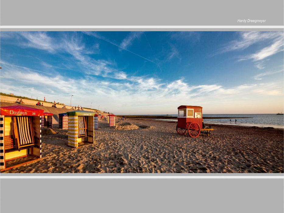 Borkum, Badekarren im Sonnenuntergang - CALVENDO Foto-Puzzle'