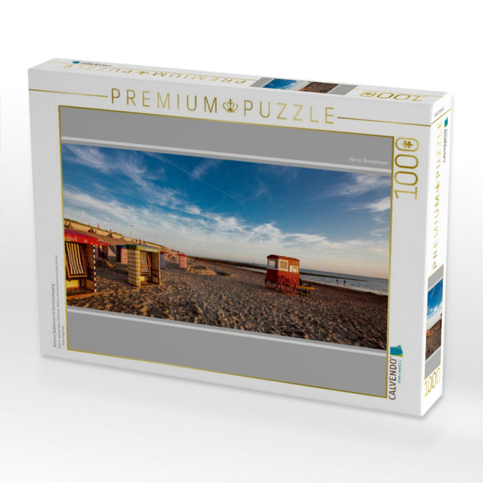 Borkum, Badekarren im Sonnenuntergang - CALVENDO Foto-Puzzle'
