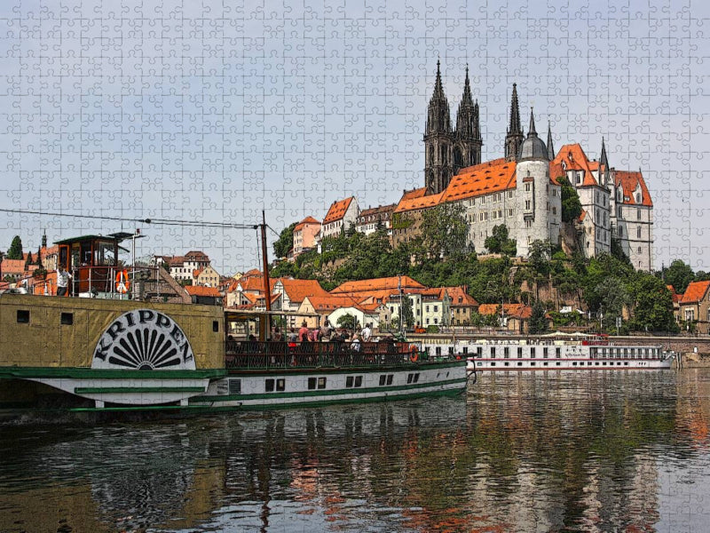 Blick über die Elbe auf Meißen - CALVENDO Foto-Puzzle'