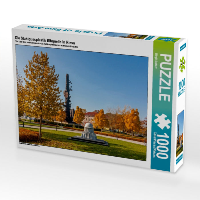 Die Stahlgussplastik Elbquelle in Riesa 1000 Teile Puzzle quer - CALVENDO Foto-Puzzle'