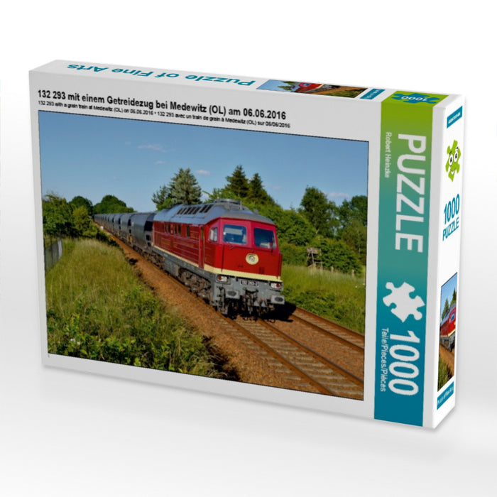 132 293 mit einem Getreidezug bei Medewitz (OL) am 06.06.2016 1000 Teile Puzzle quer - CALVENDO Foto-Puzzle'