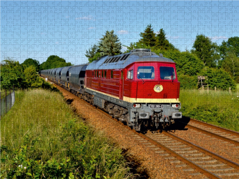 132 293 mit einem Getreidezug bei Medewitz (OL) am 06.06.2016 1000 Teile Puzzle quer - CALVENDO Foto-Puzzle'