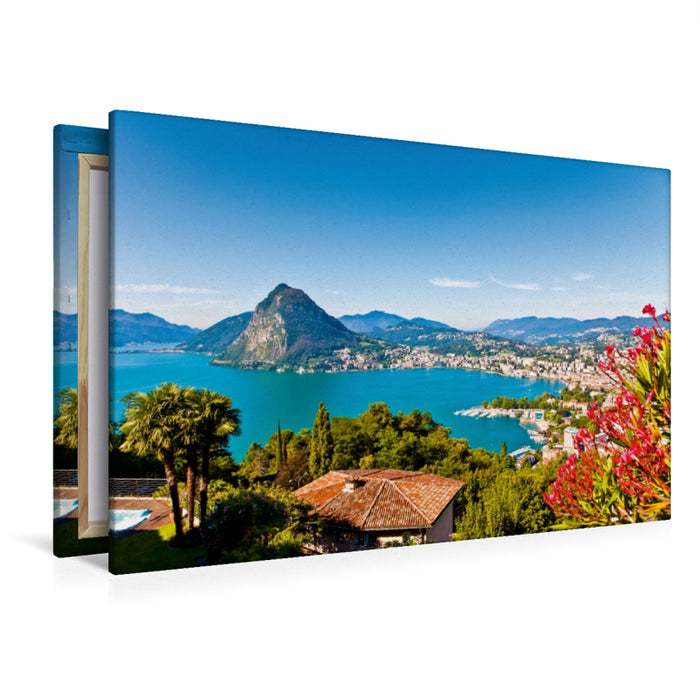 Premium Textil-Leinwand Lugano am Luganer See