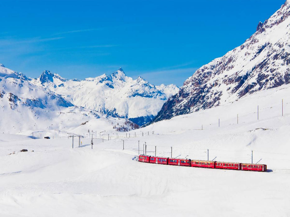 Rhätische Bahn am Bernina Pass - CALVENDO Foto-Puzzle'