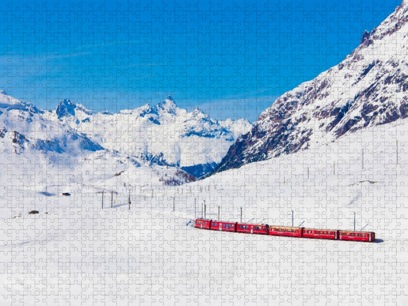 Rhätische Bahn am Bernina Pass - CALVENDO Foto-Puzzle'