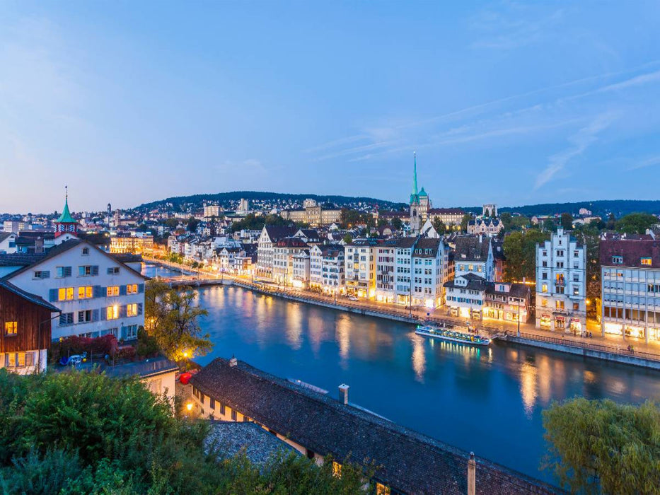 Limmat-Quai an der Limmat in Zürich - CALVENDO Foto-Puzzle'