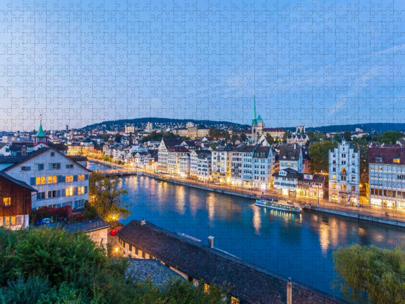 Limmat-Quai an der Limmat in Zürich - CALVENDO Foto-Puzzle'
