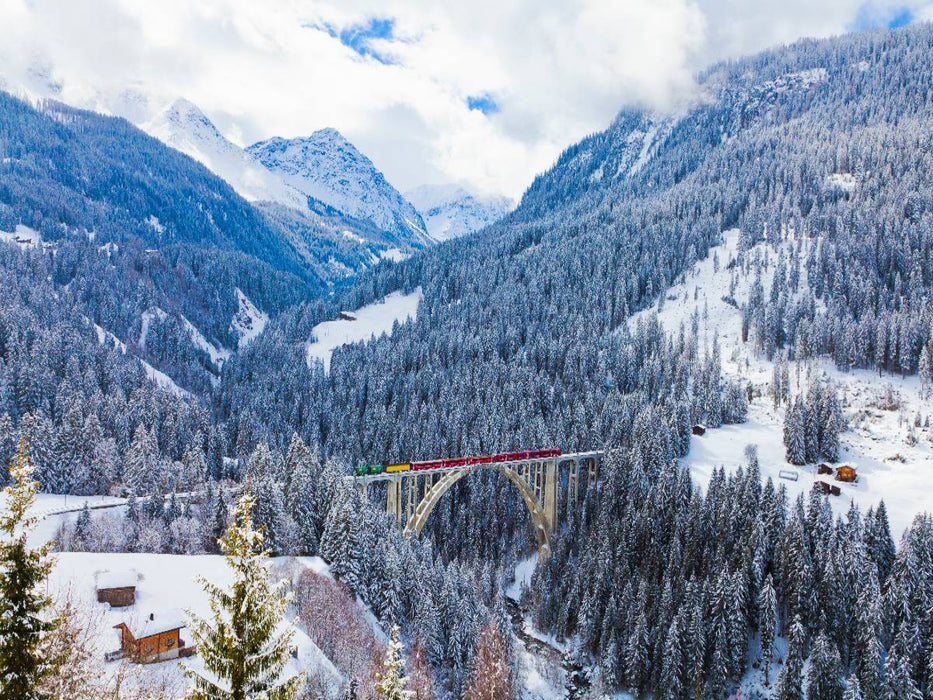 Rhätische Bahn auf dem Langwieser Viadukt - CALVENDO Foto-Puzzle'