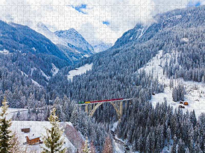 Rhätische Bahn auf dem Langwieser Viadukt - CALVENDO Foto-Puzzle'