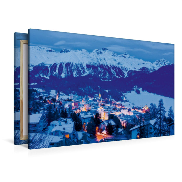 Premium Textil-Leinwand St. Moritz im Oberengadin