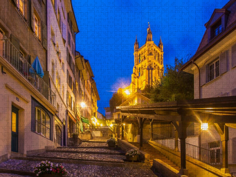 Kathedrale Notre Dame in der Altstadt von Lausanne - CALVENDO Foto-Puzzle'