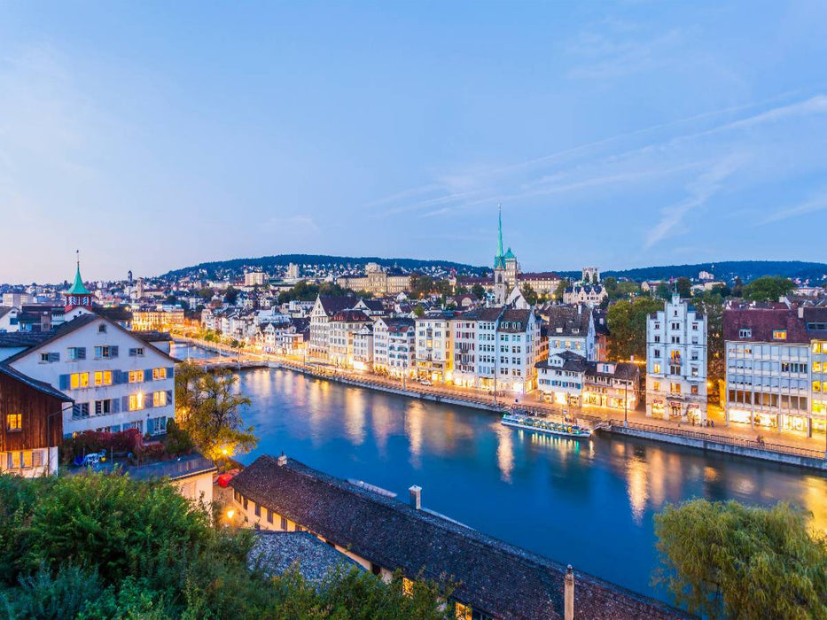 Blick vom Lindenhof über die Limmat zum Limmatquai - CALVENDO Foto-Puzzle'