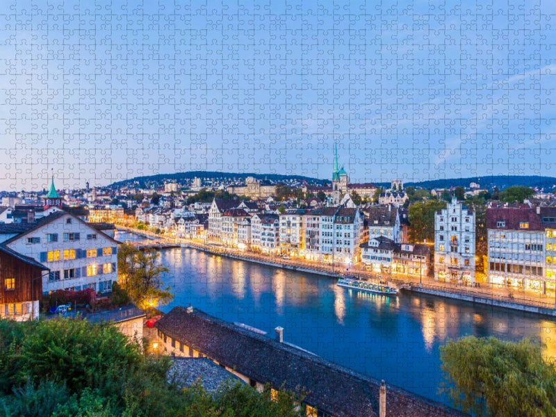 Blick vom Lindenhof über die Limmat zum Limmatquai - CALVENDO Foto-Puzzle'