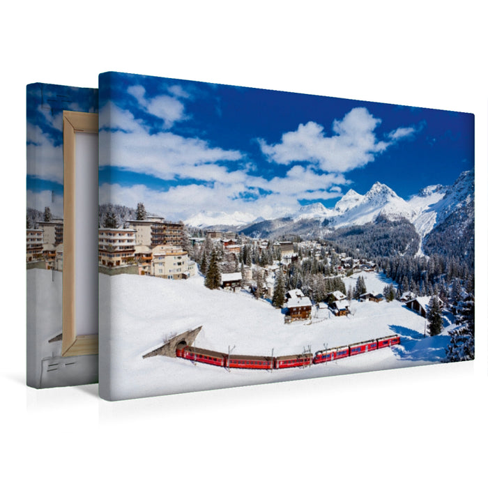 Premium Textil-Leinwand Rhätische Bahn in Arosa
