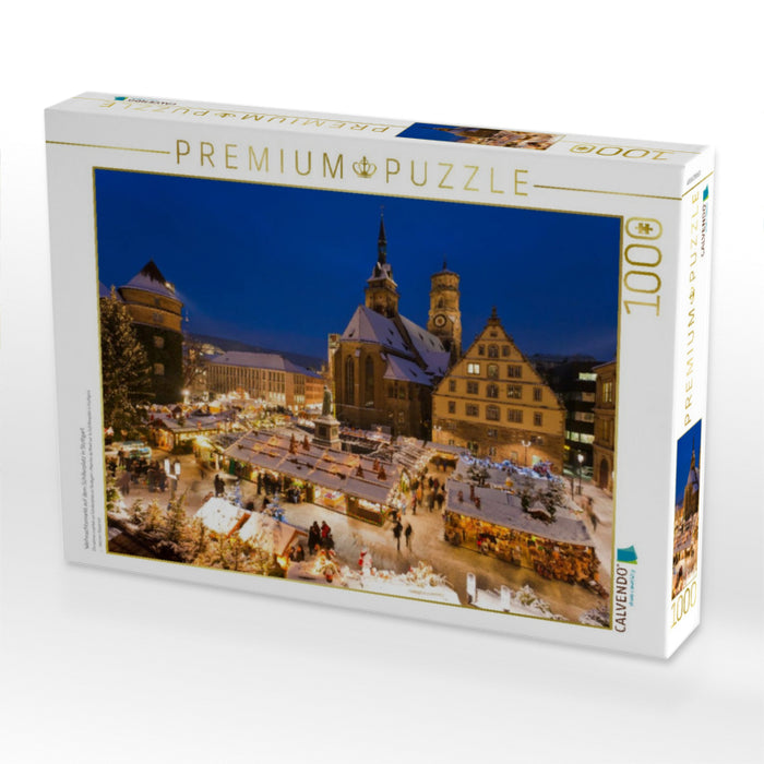 Weihnachtsmarkt auf dem Schillerplatz in Stuttgart - CALVENDO Foto-Puzzle'