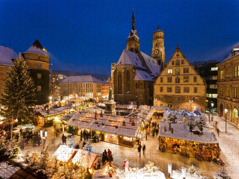 Weihnachtsmarkt auf dem Schillerplatz in Stuttgart - CALVENDO Foto-Puzzle'