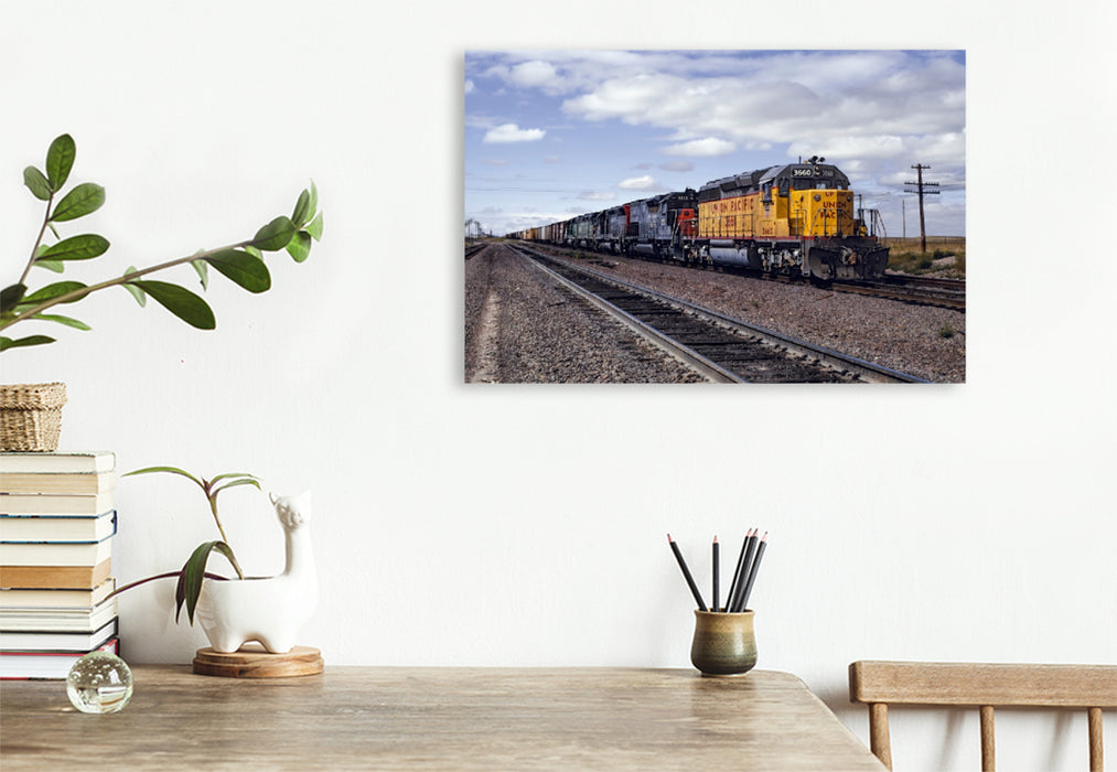 Premium Textil-Leinwand Premium Textil-Leinwand 120 cm x 80 cm quer Union Pacific, Cheyenne, Wyoming, 1981