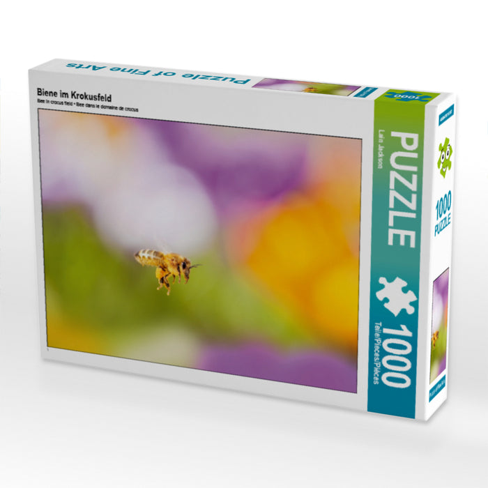 Biene im Krokusfeld 1000 Teile Puzzle quer - CALVENDO Foto-Puzzle'