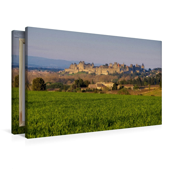 Premium Textil-Leinwand Carcassonne im Abendlicht