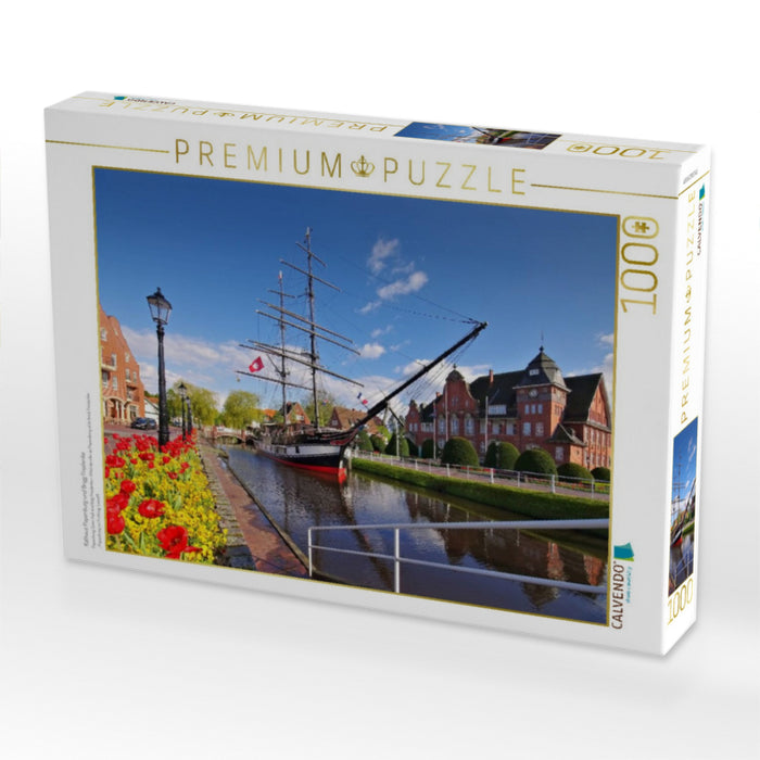 Rathaus Papenburg und Brigg Friederike - CALVENDO Foto-Puzzle'