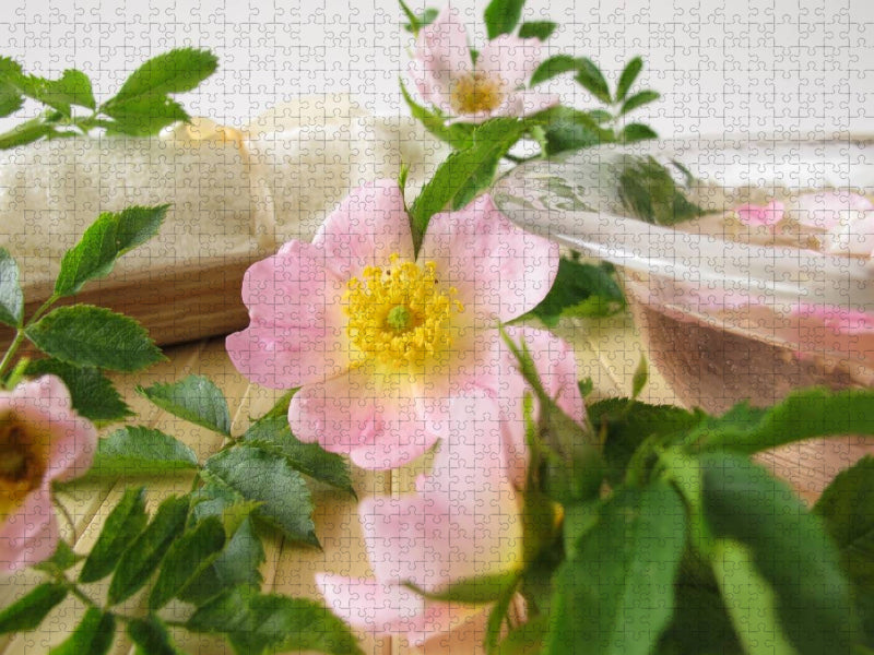 Badetee mit Wildrosen - CALVENDO Foto-Puzzle'