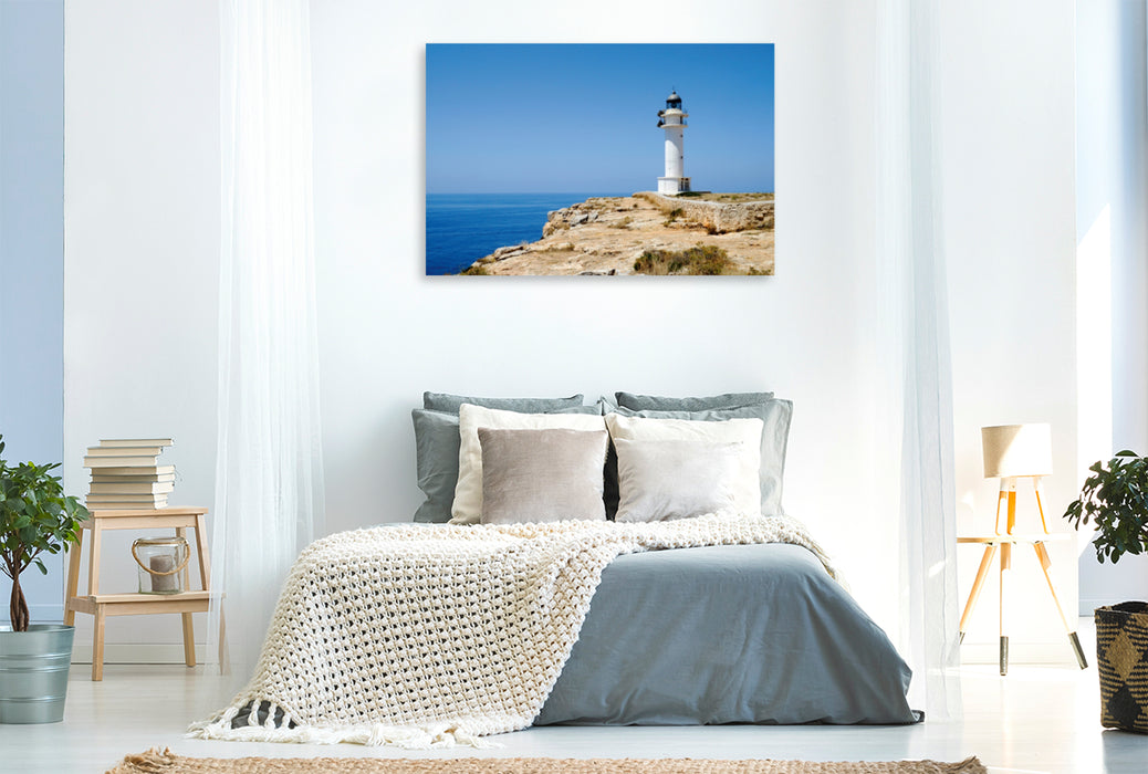 Toile textile haut de gamme Toile textile haut de gamme 120 cm x 80 cm paysage Cap de Barbaria, Formentera 