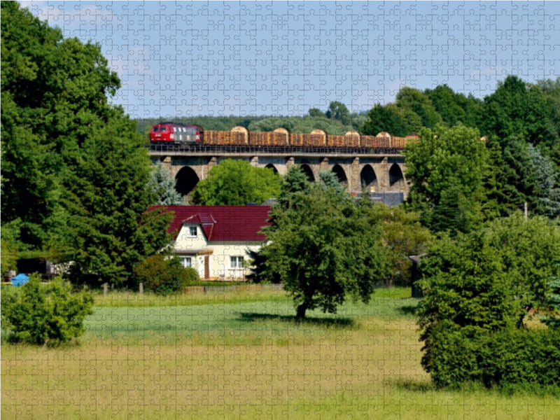 OHE 200086 mit einem Holzzug aus Löbau in Demitz-Thumitz am 08.06.2016 1000 Teile Puzzle quer - CALVENDO Foto-Puzzle'