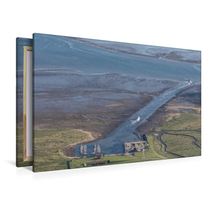 Premium Textil-Leinwand Hafen Spiekeroog