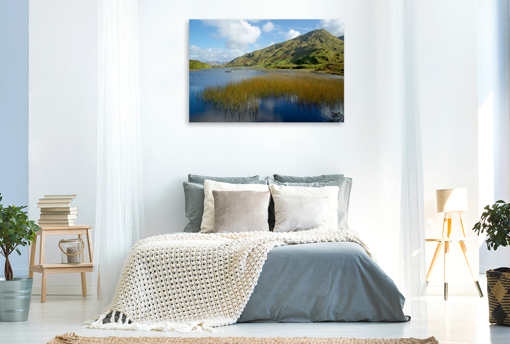 Premium Textil-Leinwand Premium Textil-Leinwand 120 cm x 80 cm quer Kylemore Lough, Connemara, Co. Galway