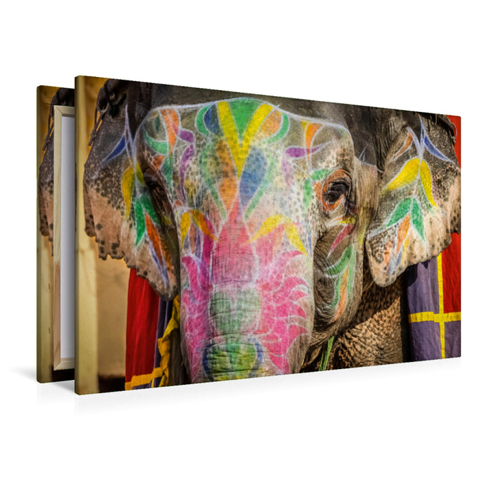 Premium Textil-Leinwand Reitelefant Amber Fort