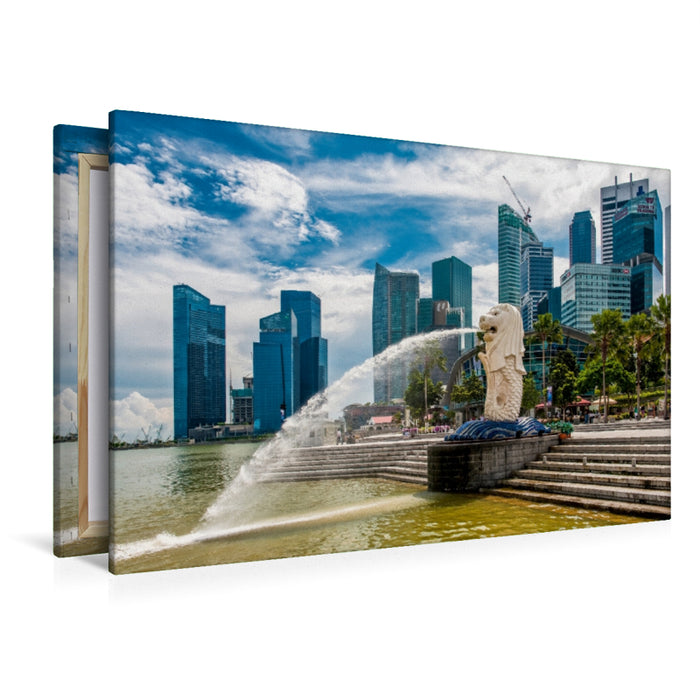 Premium Textil-Leinwand Skyline Singapur