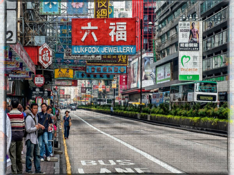Straßenszene Hongkong City - CALVENDO Foto-Puzzle'