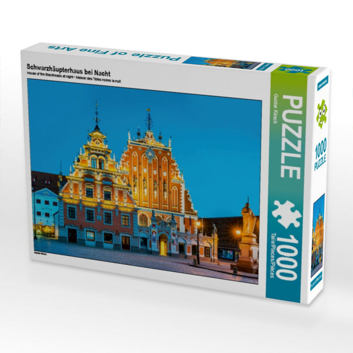 Schwarzhäupterhaus bei Nacht 1000 Teile Puzzle quer - CALVENDO Foto-Puzzle'