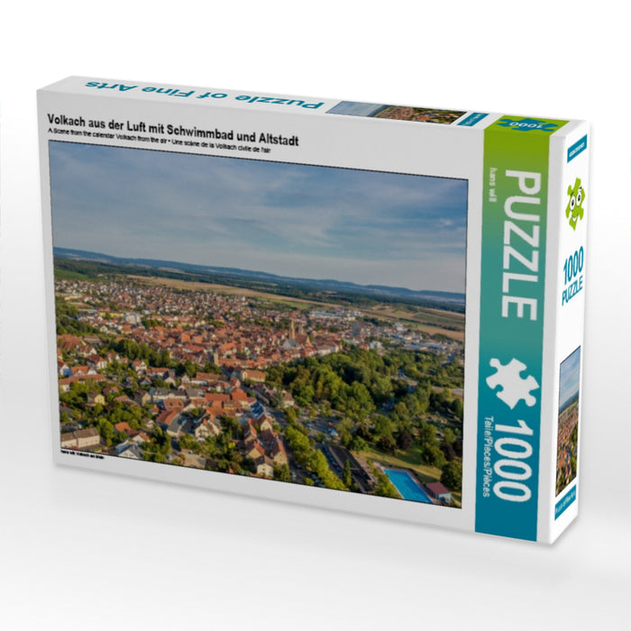 Volkach aus der Luft mit Schwimmbad und Altstadt 1000 Teile Puzzle quer - CALVENDO Foto-Puzzle'