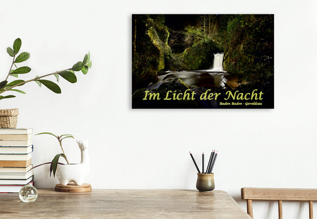 Premium Textil-Leinwand Premium Textil-Leinwand 120 cm x 80 cm quer Ein Motiv aus dem Kalender Im Licht der Nacht - Baden Baden Geroldsau