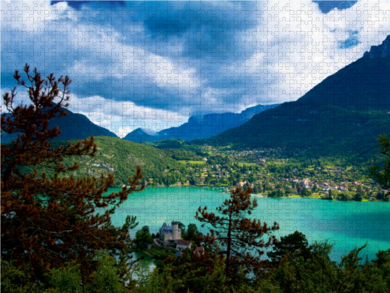 Blick von Duingt auf den Lac d'Annecy 1000 Teile Puzzle quer - CALVENDO Foto-Puzzle'
