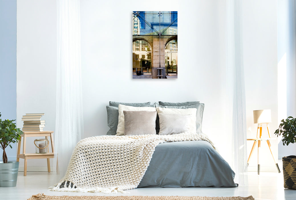 Premium Textil-Leinwand Premium Textil-Leinwand 80 cm x 120 cm  hoch Ein Motiv aus dem Kalender Spiegelungen in der Architektur
