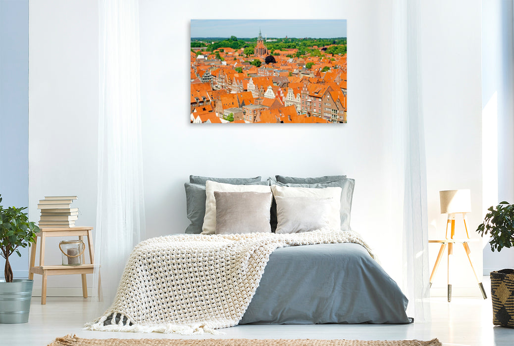 Premium Textil-Leinwand Premium Textil-Leinwand 120 cm x 80 cm quer Blick auf die Altstadt vom Wasserturm, Lüneburg