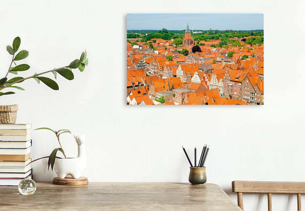 Premium Textil-Leinwand Premium Textil-Leinwand 120 cm x 80 cm quer Blick auf die Altstadt vom Wasserturm, Lüneburg