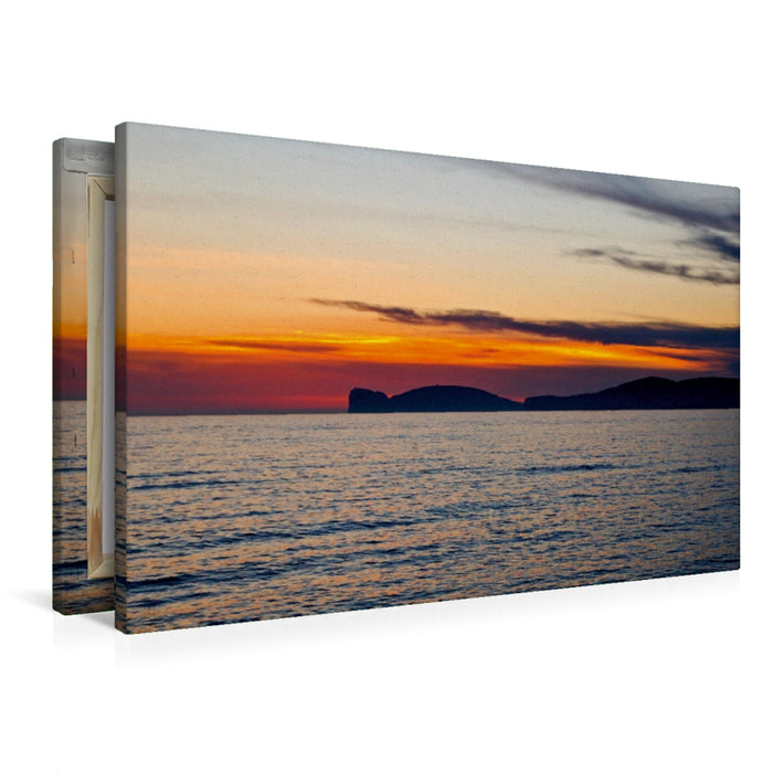 Premium Textil-Leinwand Alghero - Inselsilhouette